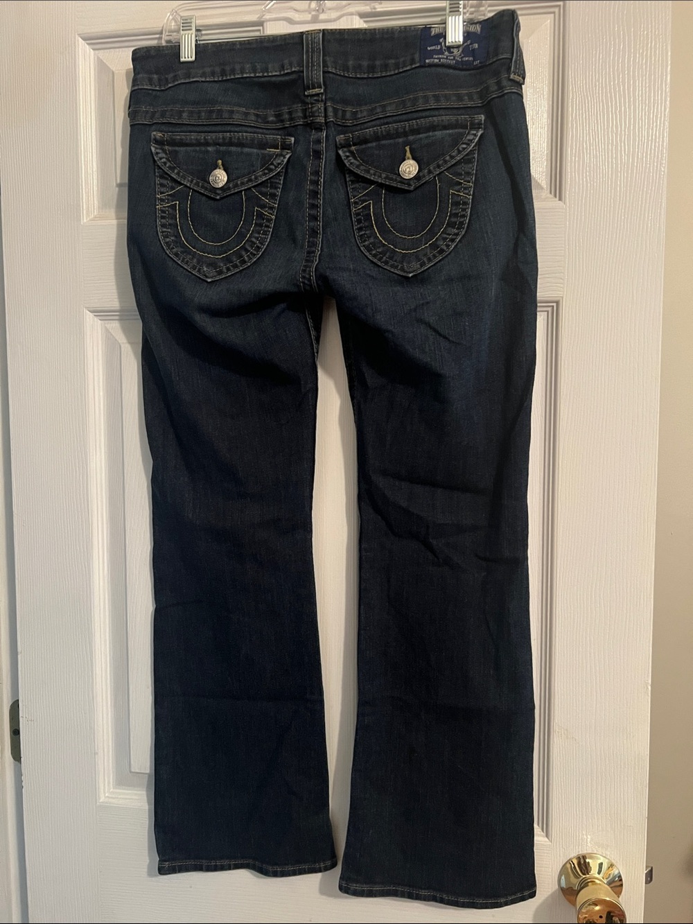 True Religion Dark Blue Boot Cut Jeans with Flap Pockets
